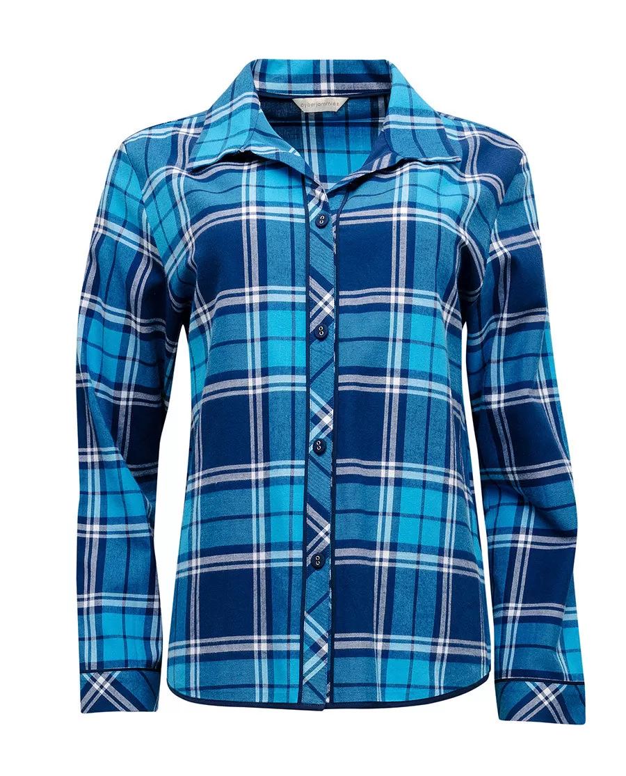 Brushed Blue Check Pyjama Top