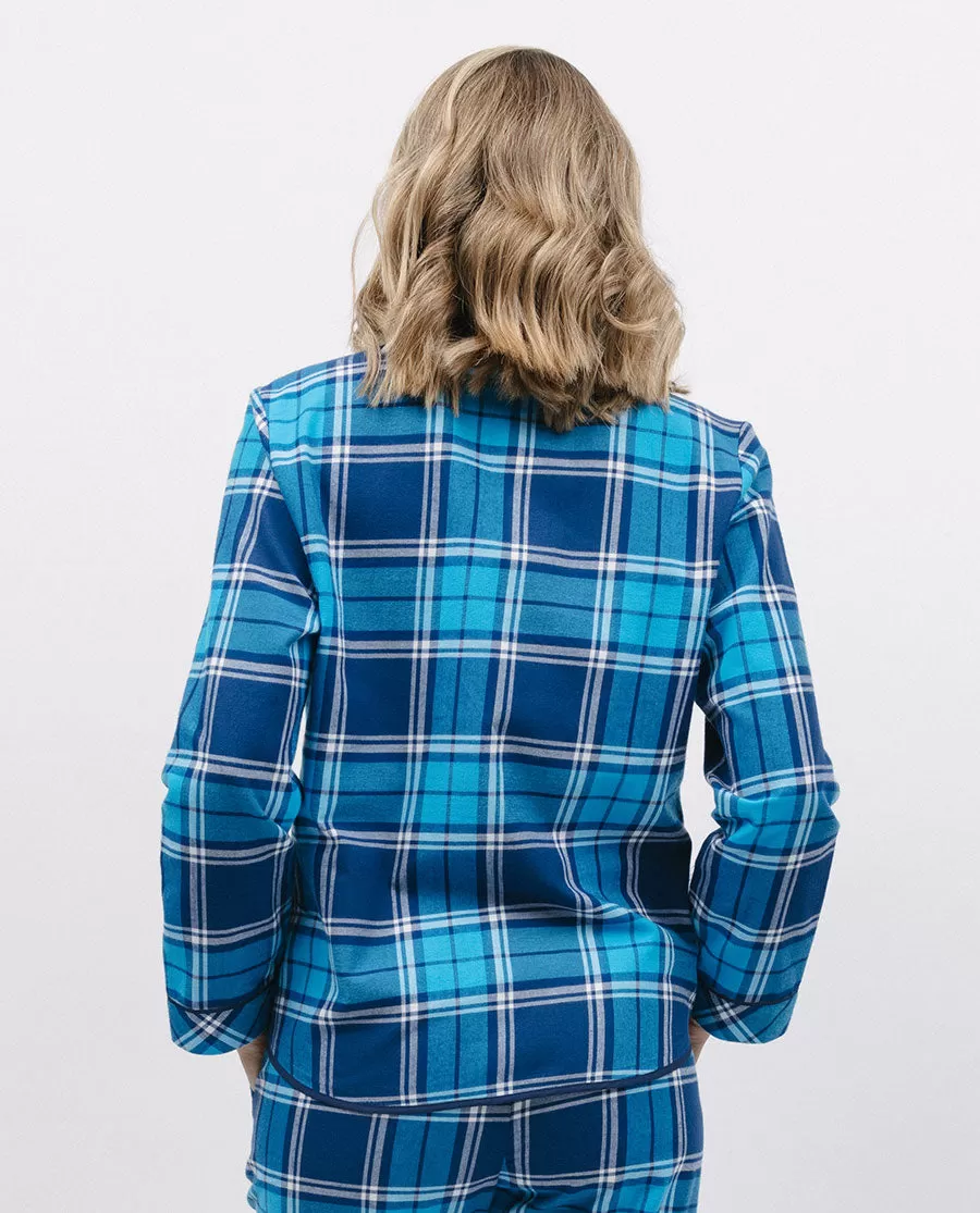 Brushed Blue Check Pyjama Top