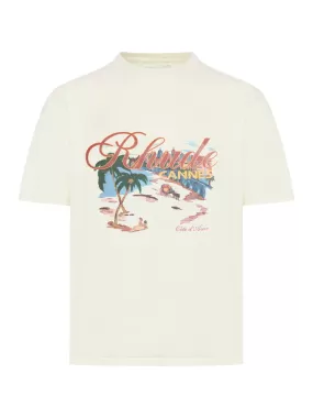 Cannes Beach-print cotton T-shirt