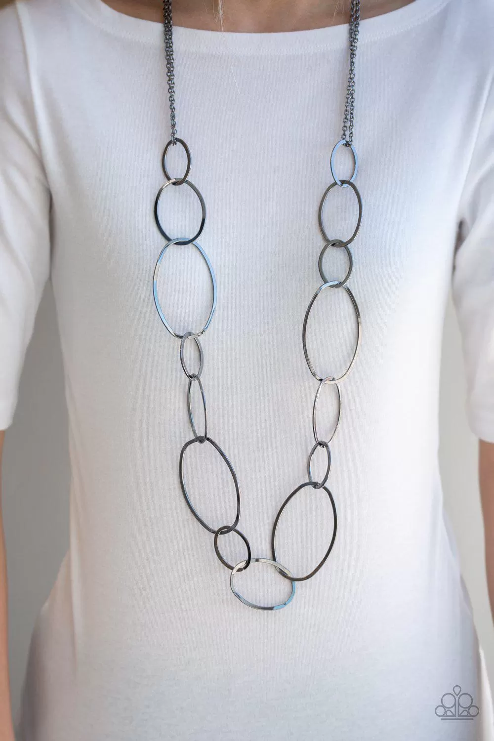 City Circuit Gunmetal Black Necklace - Paparazzi Accessories