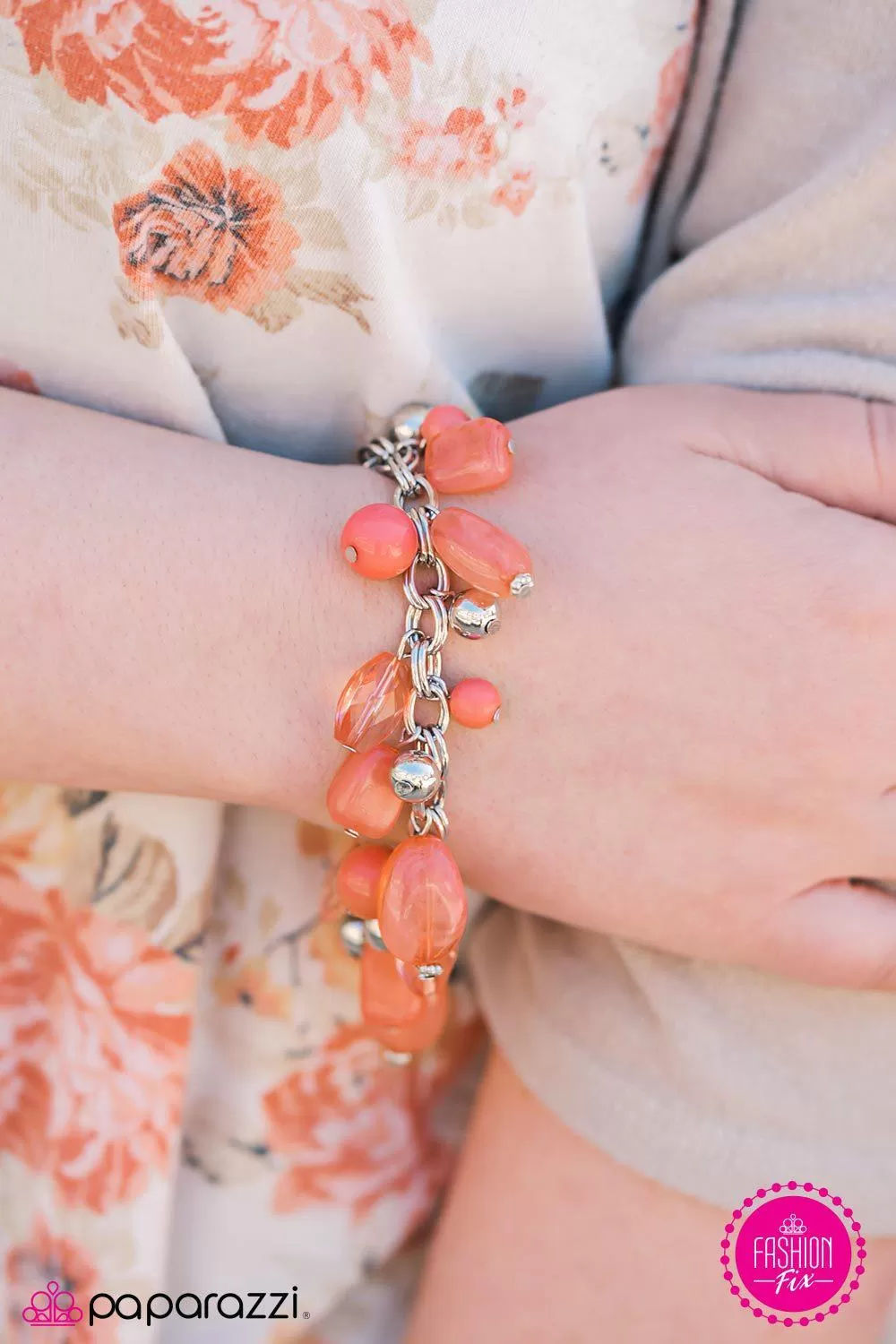 Coral Sea Coral and Silver Bracelet - Paparazzi Accessories