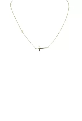 Crystal and Cross Simple Chain Necklace