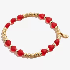 Crystal Heart Stretch Bracelet, Red