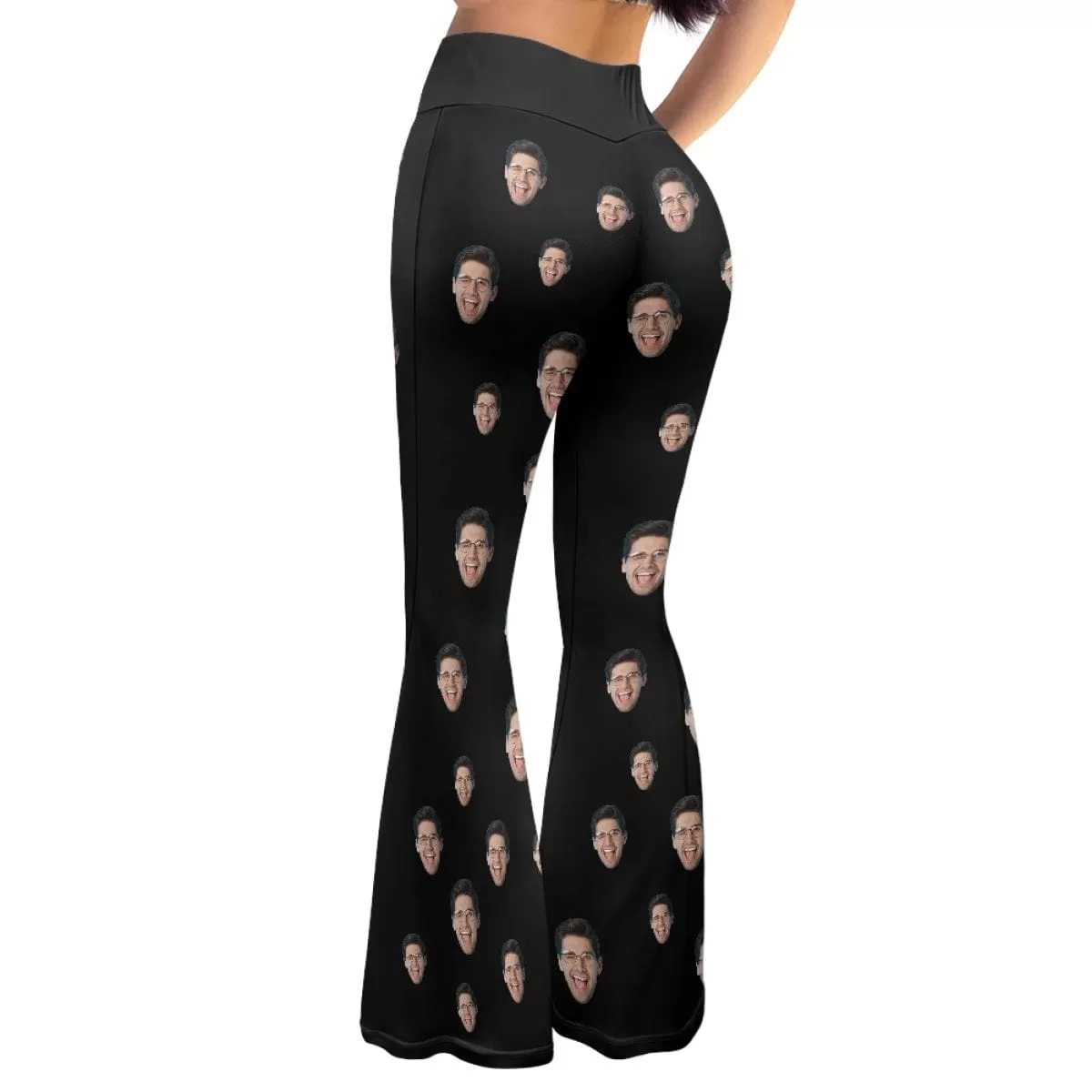 Custom Face Multicolor Flare Yoga Pants for Women Soft High Waist Bootcut Leggings