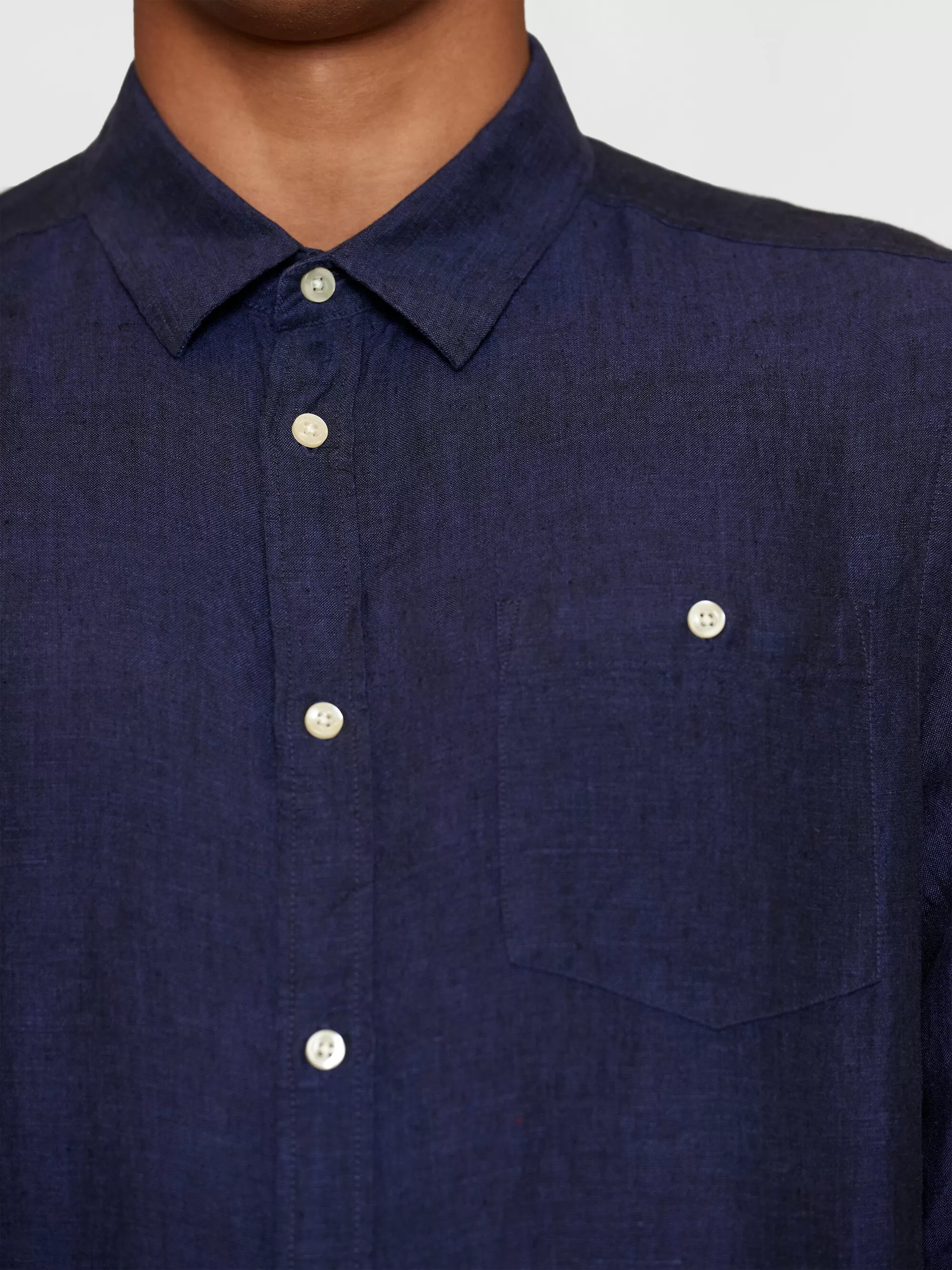 Custom fit linen shirt - Yarndyed - Total Eclipse