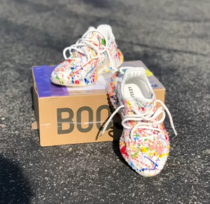 Custom Paint Rainbow Splattered Adidas Yeezy's