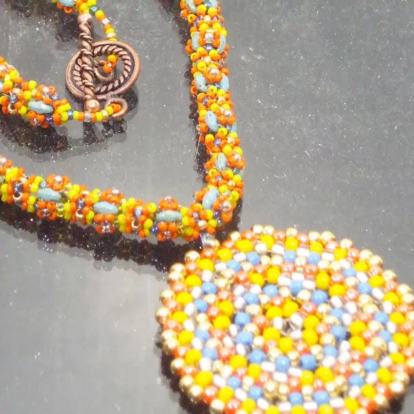 Daere Beaded Mandala Rope Necklace