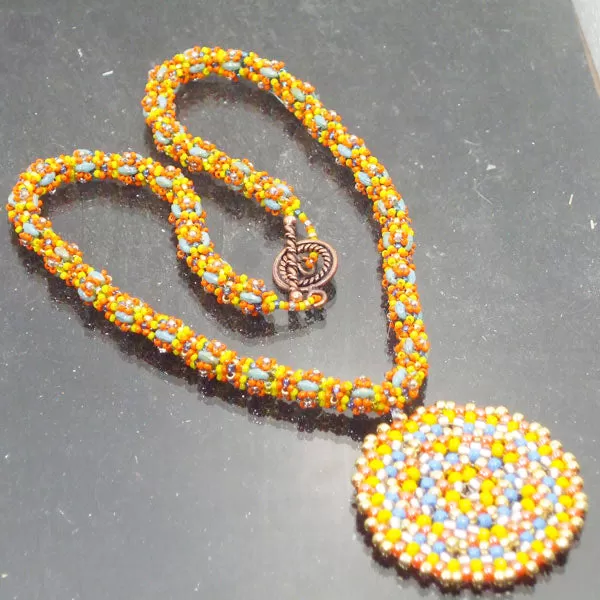 Daere Beaded Mandala Rope Necklace