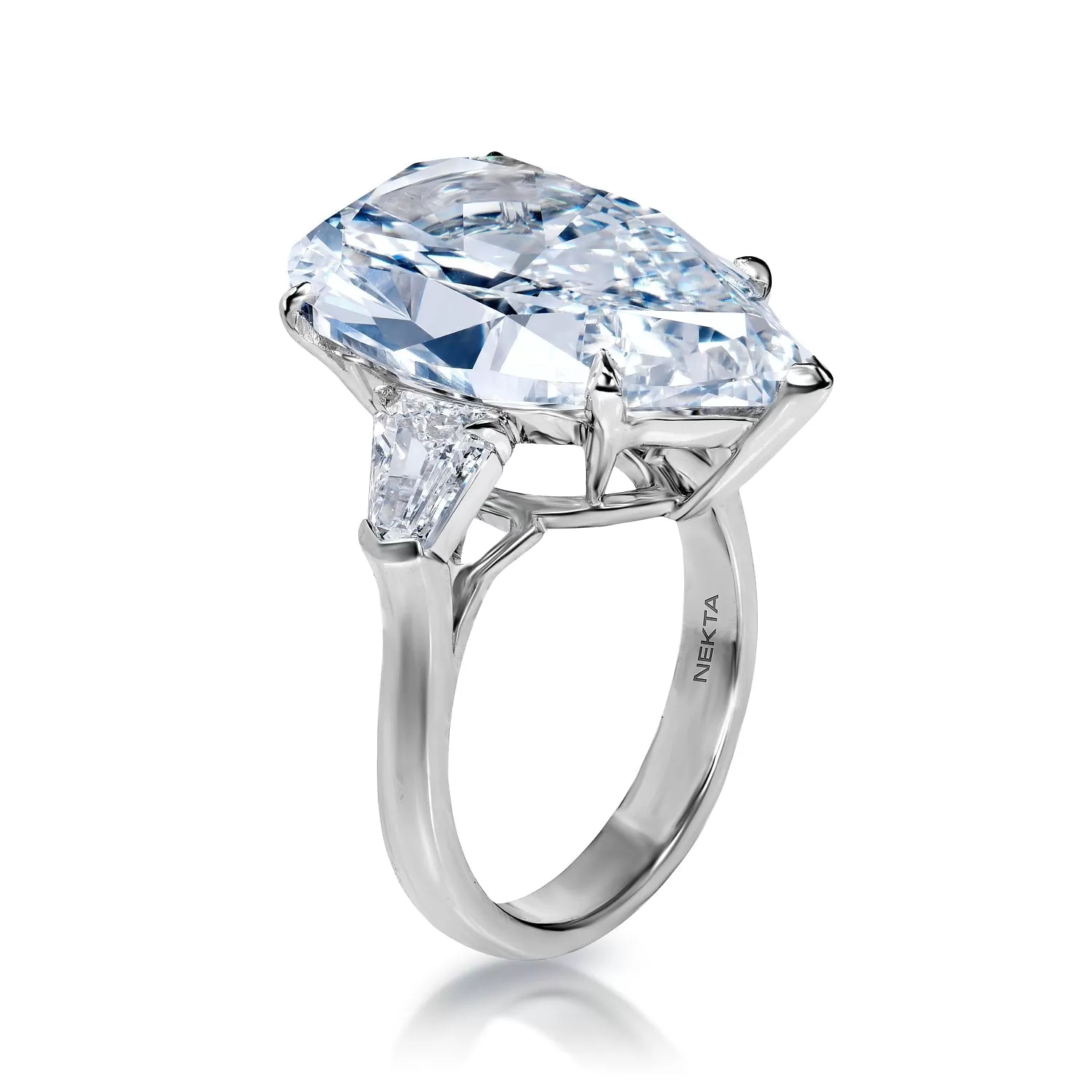 Daleyza 15 Carats E VS1 Pear Shape Diamond Engagement Ring in Platinum By Mike Nekta