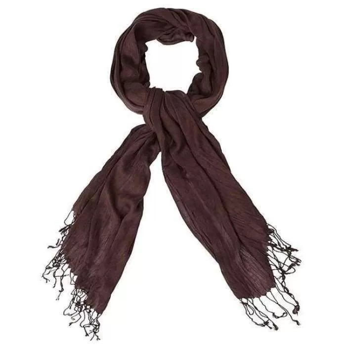 Dark Brown Cotton Shawl Fringe Hijab