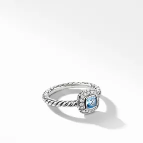 David Yurman Albion Kids Ring with Blue Topaz and Diamonds, 4mm