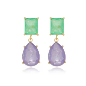 EARRING SQUARE   TEARDROP COLOR CRYSTAL