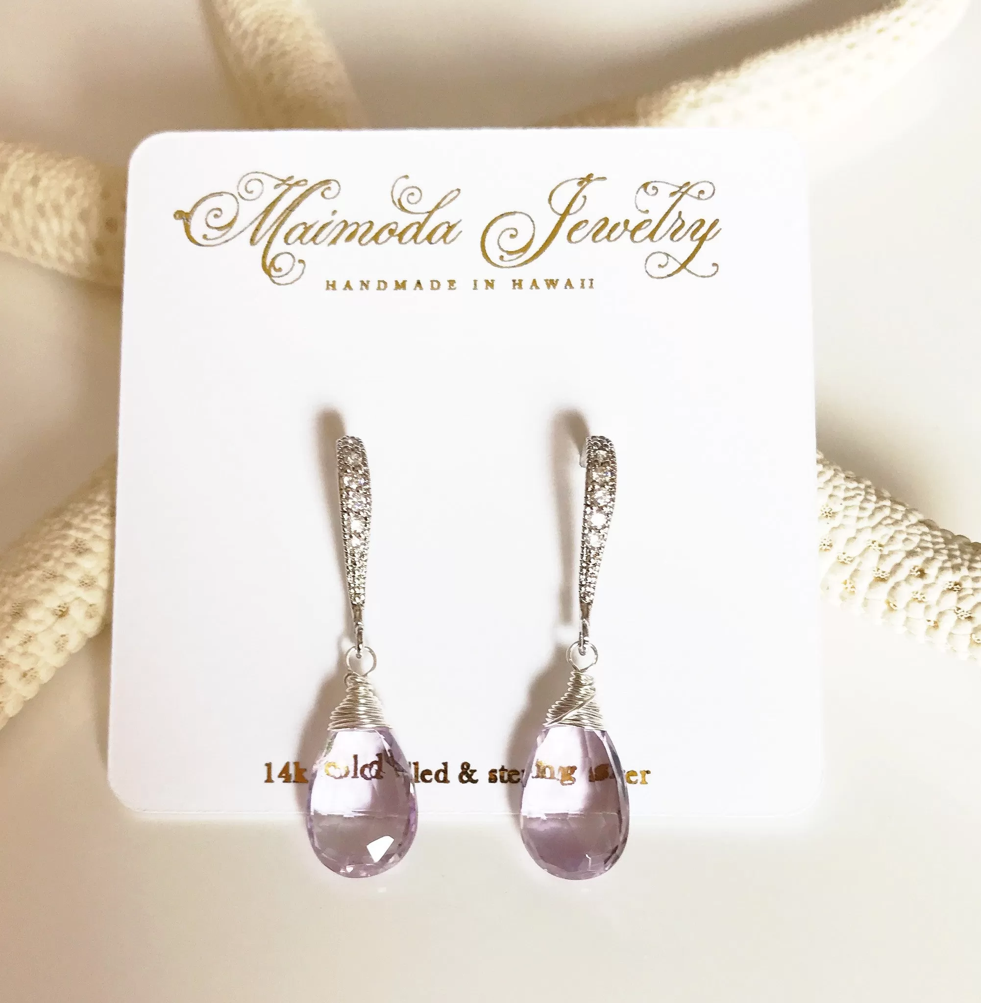 Earrings Nalani - pink amethyst (E345)