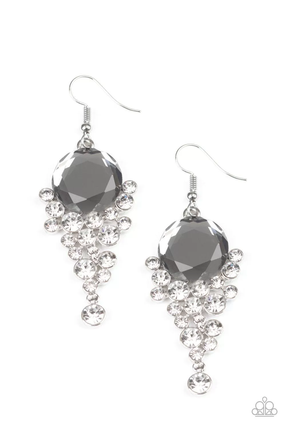 Elegantly Effervescent Silver and White Rhinestone Earrings - Paparazzi Accessories