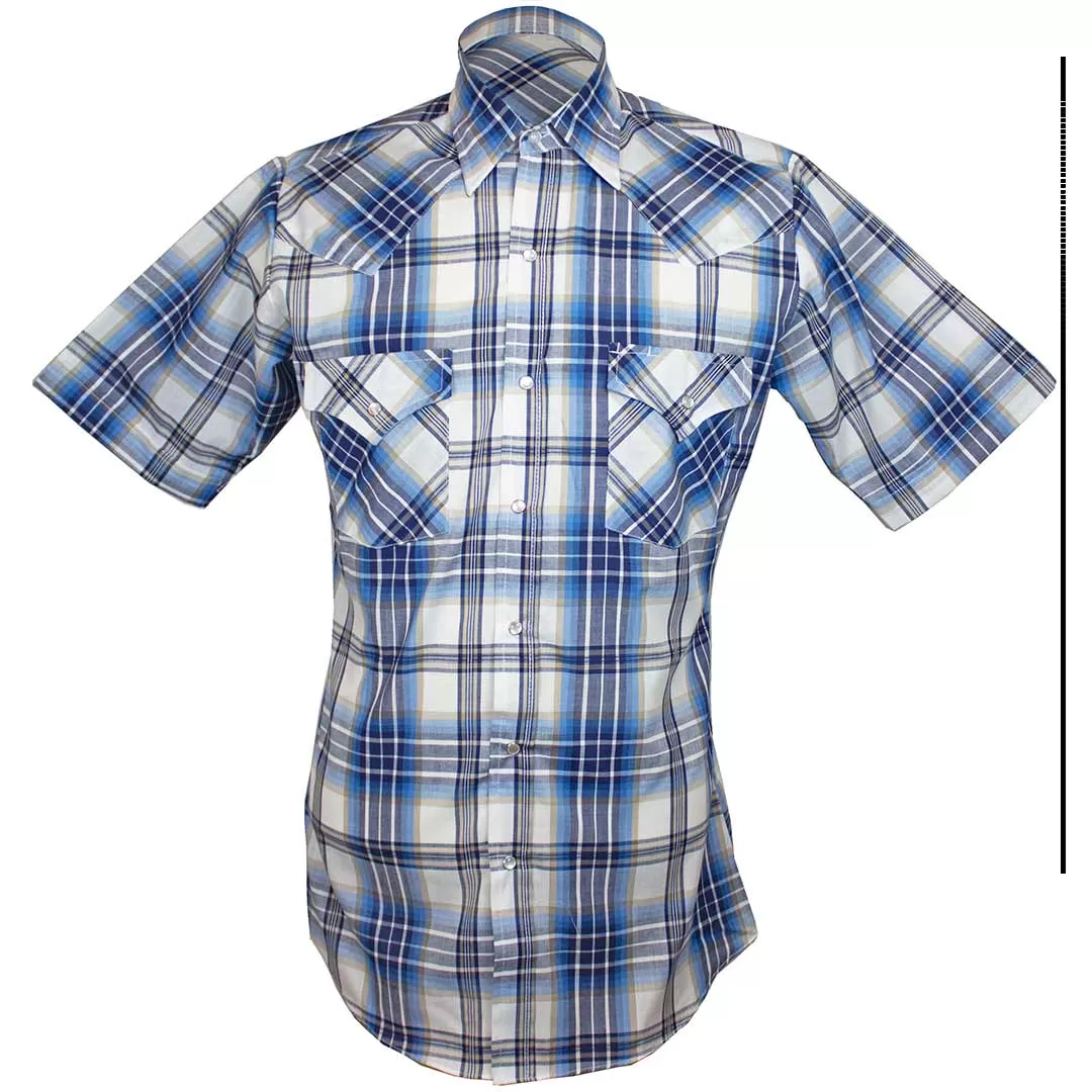 Ely Cattleman Men's Short Sleeve Plaid Print Snap Shirt