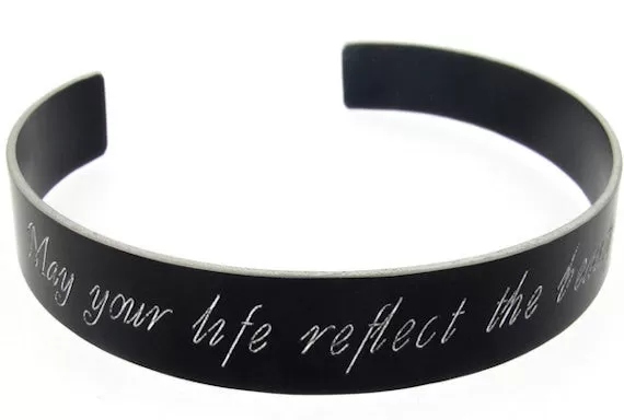 Engraved Message Memory Black Bracelet