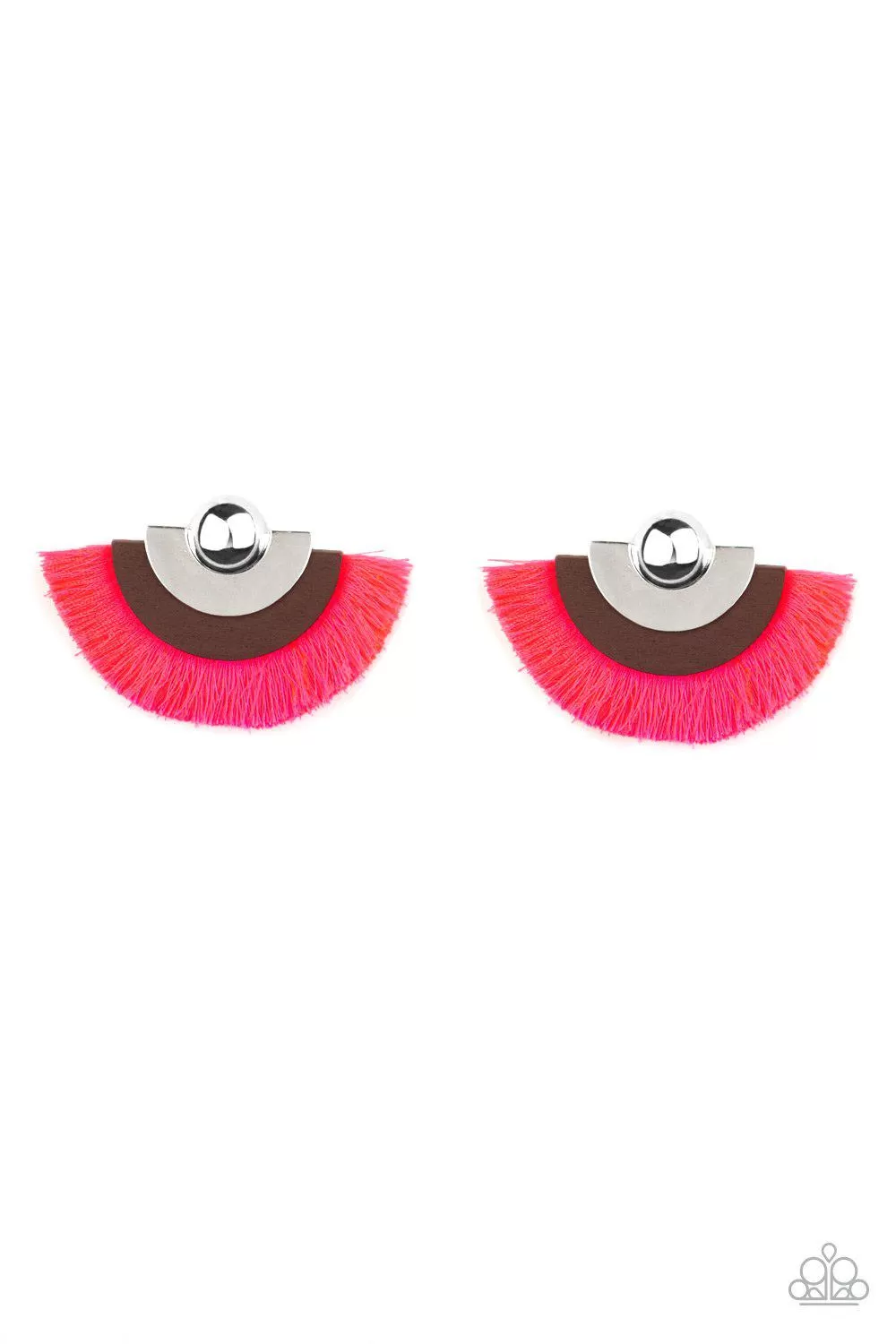 Fan The FLAMBOYANCE Neon Pink Fringe Earrings - Paparazzi Accessories