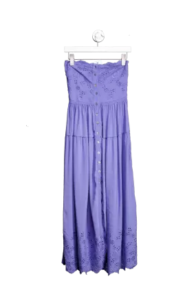 Free People BLUE Evelyn Eyelet Midi Dress UK XS