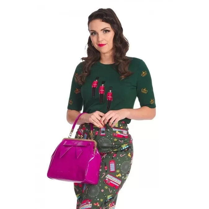 Fuchsia Retro Patent Handbag