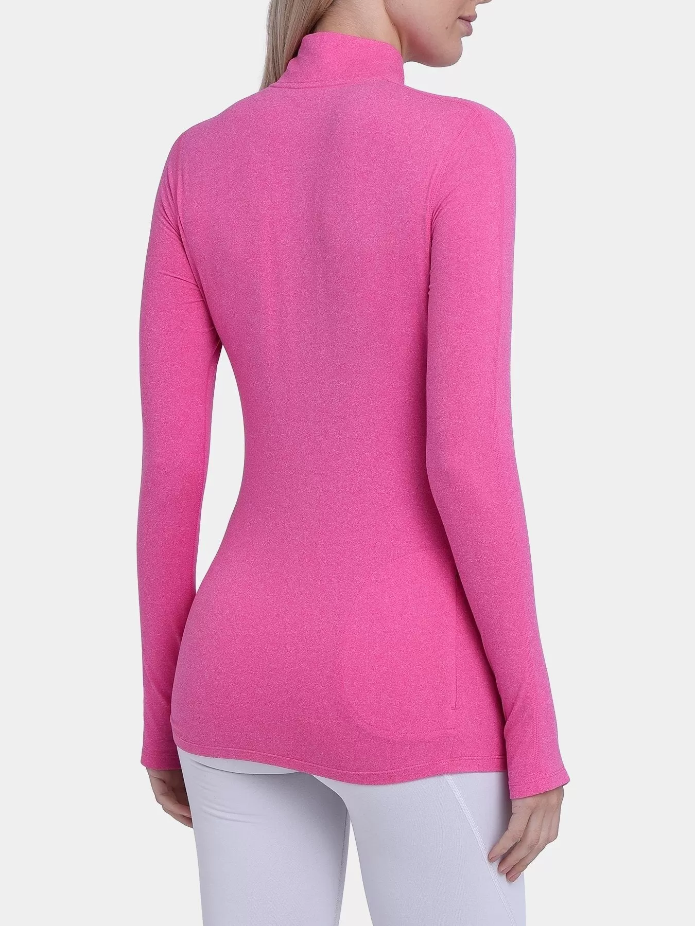 Fusion Half Zip Running Top For Women With Thumbholes & Back Zip Pocket