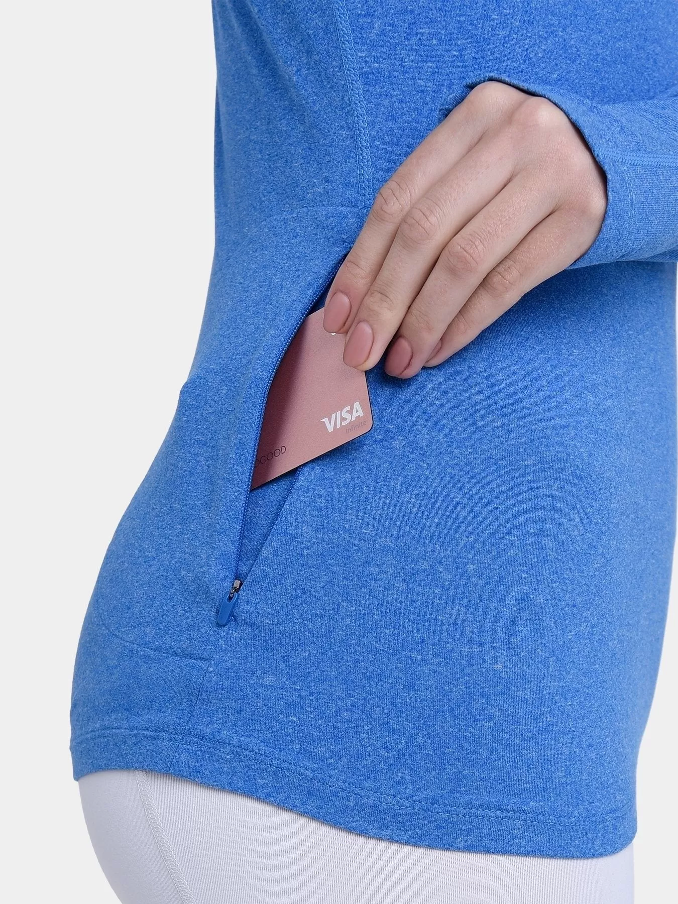 Fusion Half Zip Running Top For Women With Thumbholes & Back Zip Pocket