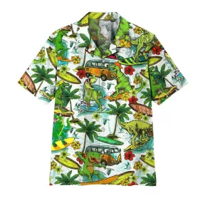 Gearhuman 3D Dinosaur Surfing Hawaii Shirt