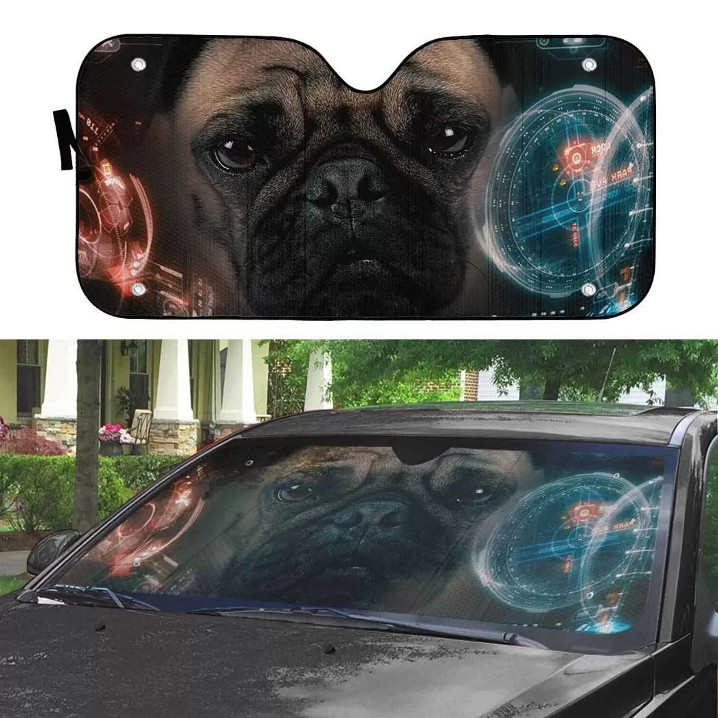 Gearhuman 3D Iron Man HUD Pug Dog Auto Sunshade