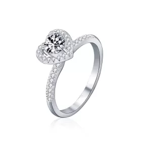 Geometric Heart Diamond Ring - 925 Sterling Silver