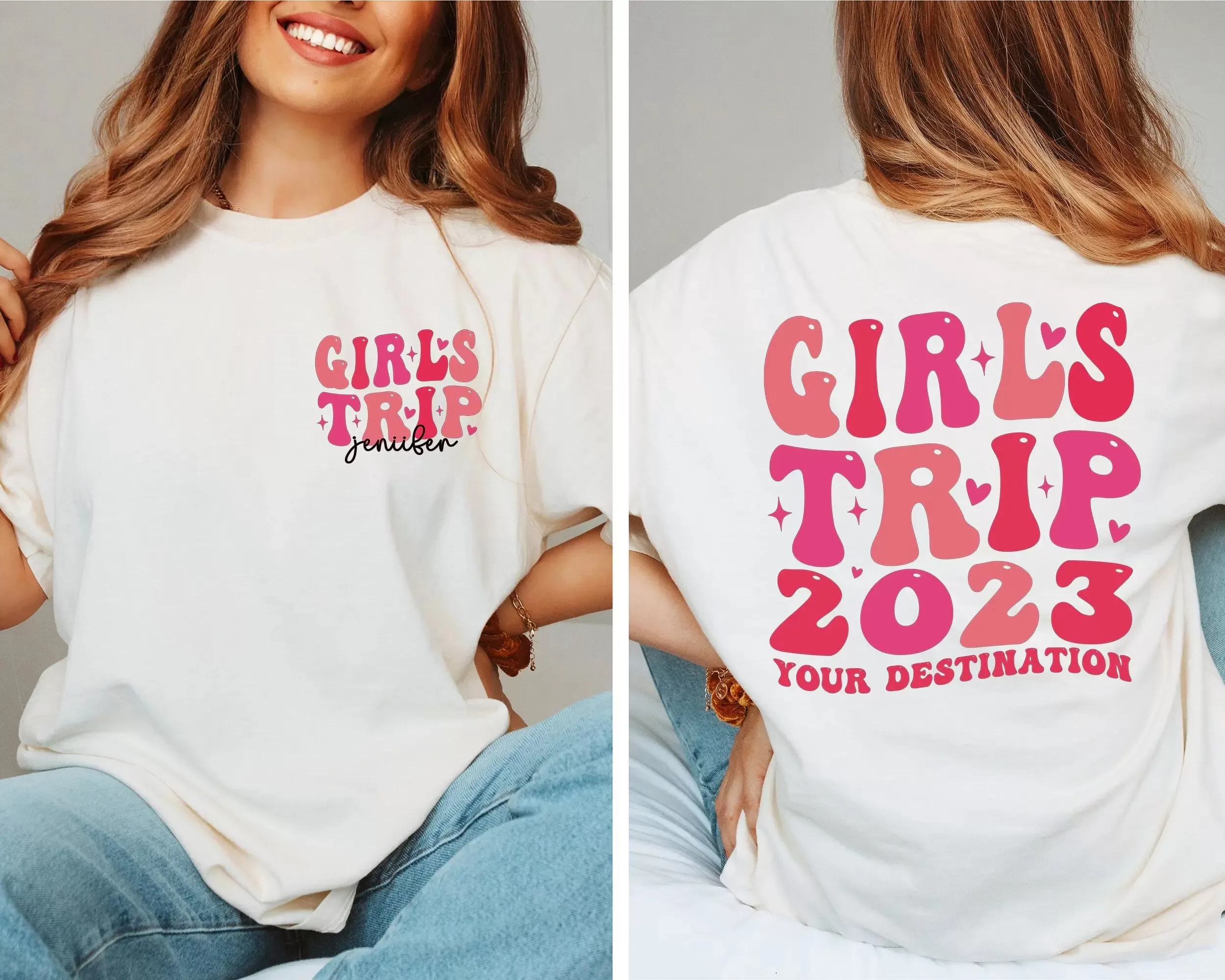 Girls Trip 2023 Shirt, custom Girls Trip Shirt, Weekend Trip Shirt, Custom Matching Graphic Shirt , Girls Travel Shirt,Girls Vacation Shirt,