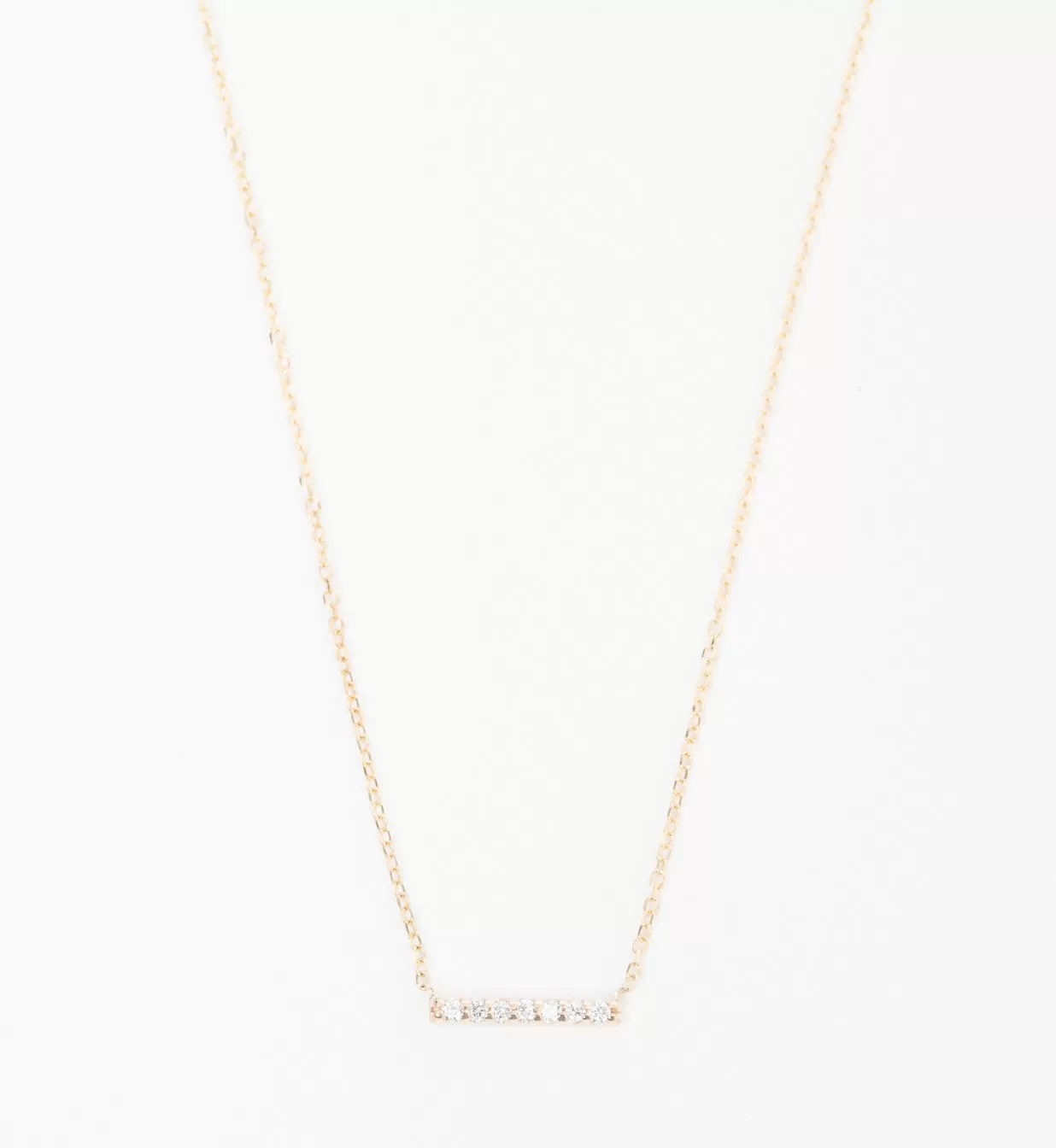 Gold 7 Diamond Tiny Pavé Bar Necklace