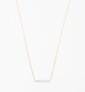 Gold 7 Diamond Tiny Pavé Bar Necklace