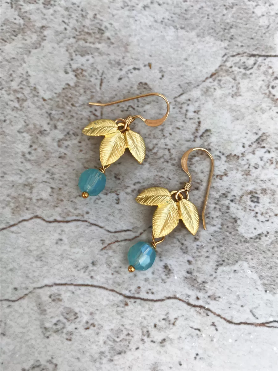 Gold Leaf & Bead Charm Dangles