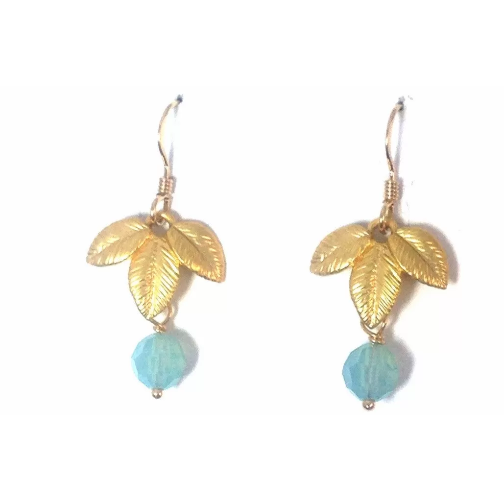 Gold Leaf & Bead Charm Dangles