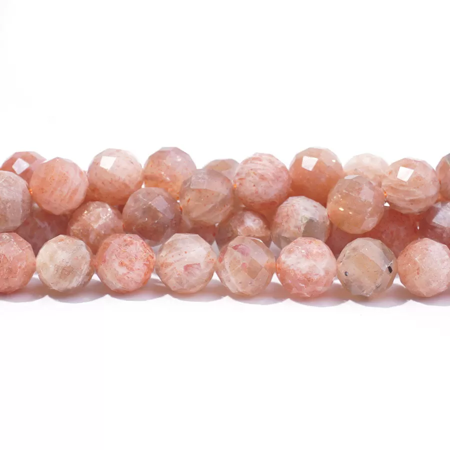 Golden Sunstone 8mm Round Faceted A Grade - 15-16 Inch