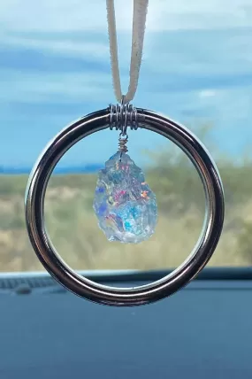 Good Vibes Angel Aura Quartz Silver Car Charm