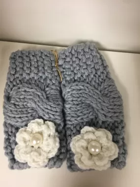 Grey flower leg warmers