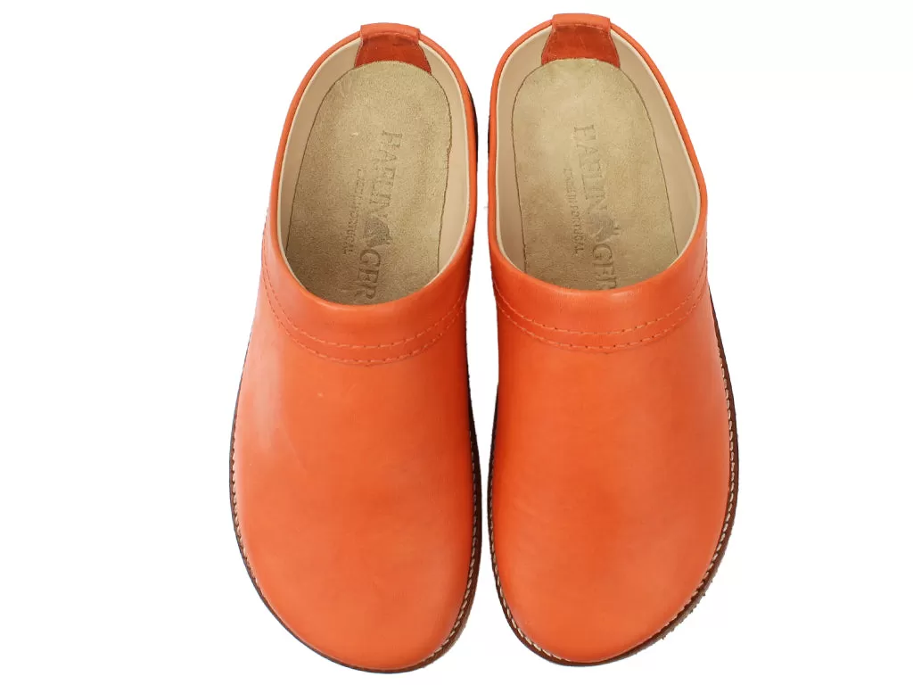 Haflinger Leather Clogs Travel Orange