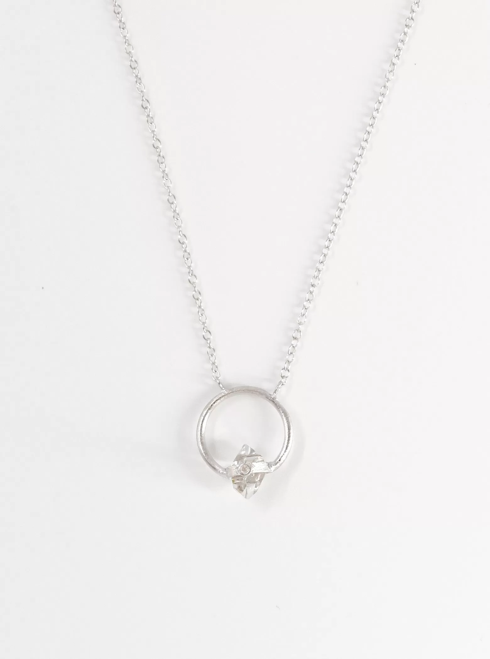 Herkimer Halo Necklace with Diamond