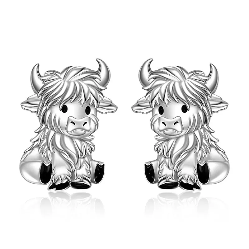 Highland Cow Earrings for Women Sterling Silver 925 Cute Animal Earrings Studs Christmas  Valentines Gifts