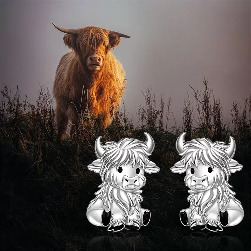 Highland Cow Earrings for Women Sterling Silver 925 Cute Animal Earrings Studs Christmas  Valentines Gifts