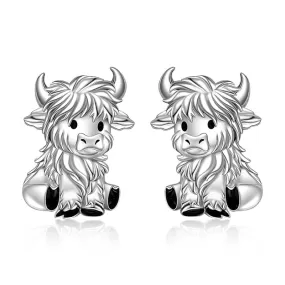 Highland Cow Earrings for Women Sterling Silver 925 Cute Animal Earrings Studs Christmas  Valentines Gifts