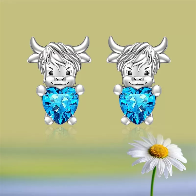 Highland Cow Earrings for Women Sterling Silver 925 Cute Animal Earrings Studs Christmas  Valentines Gifts