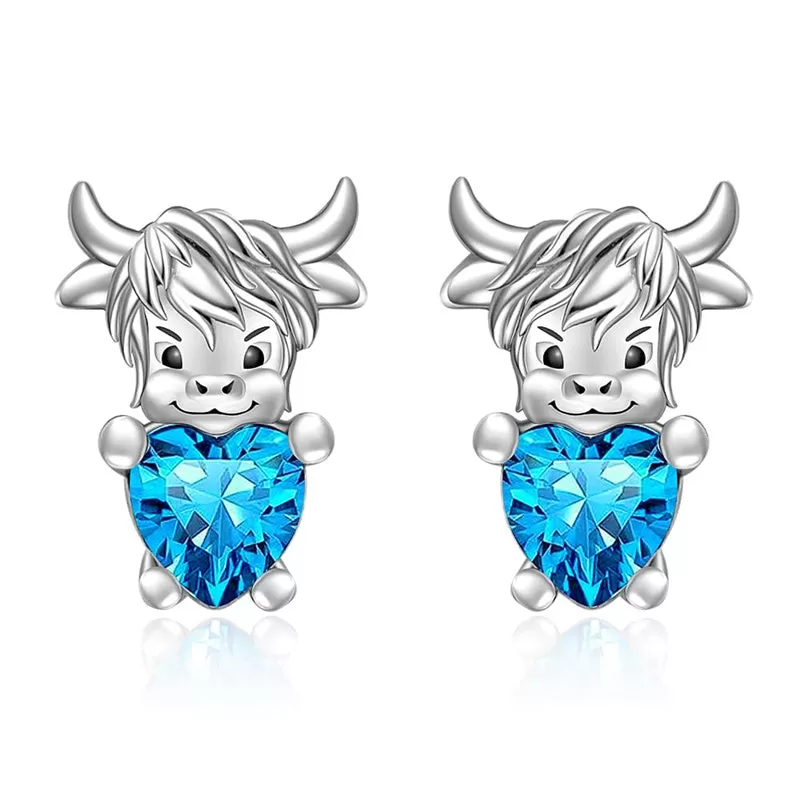 Highland Cow Earrings for Women Sterling Silver 925 Cute Animal Earrings Studs Christmas  Valentines Gifts