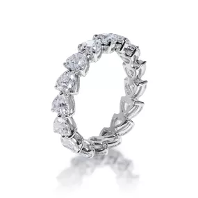 Ivory 4 Carat Heart Shape Diamond Eternity Band in 18k White Gold Shared Prong