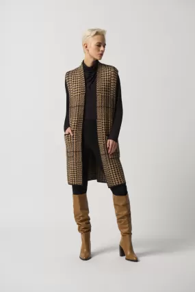 Joseph Ribkoff Houndstooth Vest 233957 - Camel/Black