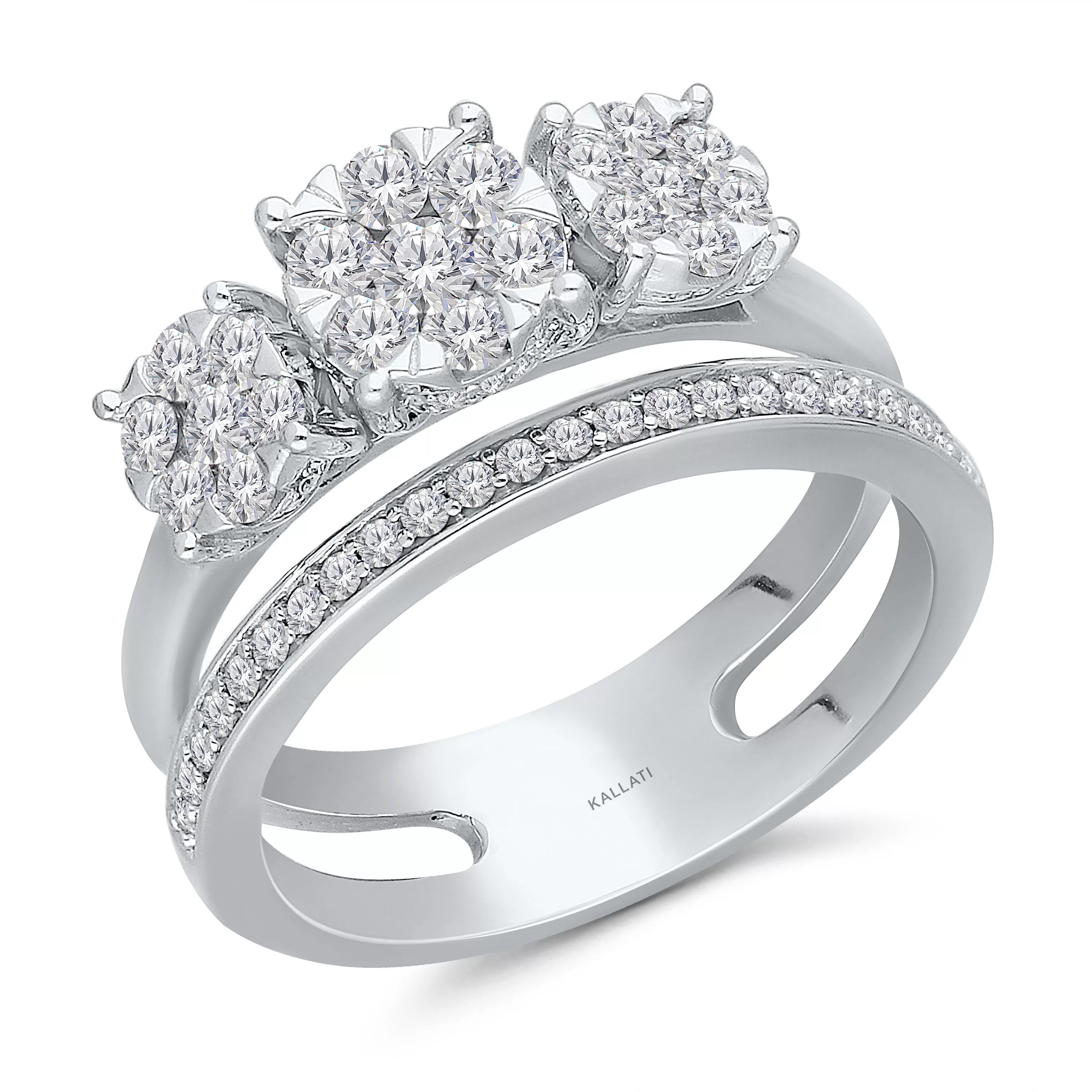 Kallati Eternal Cluster Diamond Ring in 14K White Gold