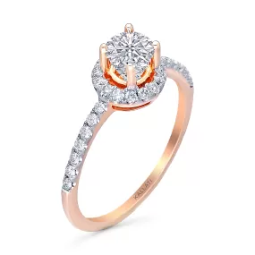 Kallati Eternal Round Halo Diamond Engagement Ring in 14K Rose Gold