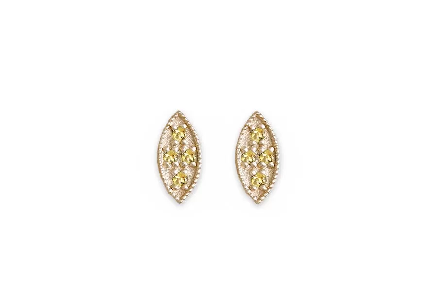 Marquise Citrine Leaf Studs