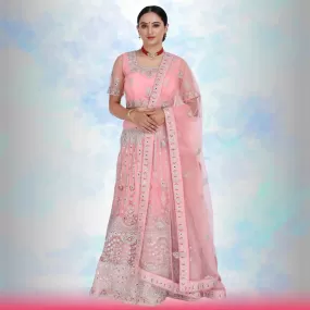 Mirror work lehenga Choli - Pink