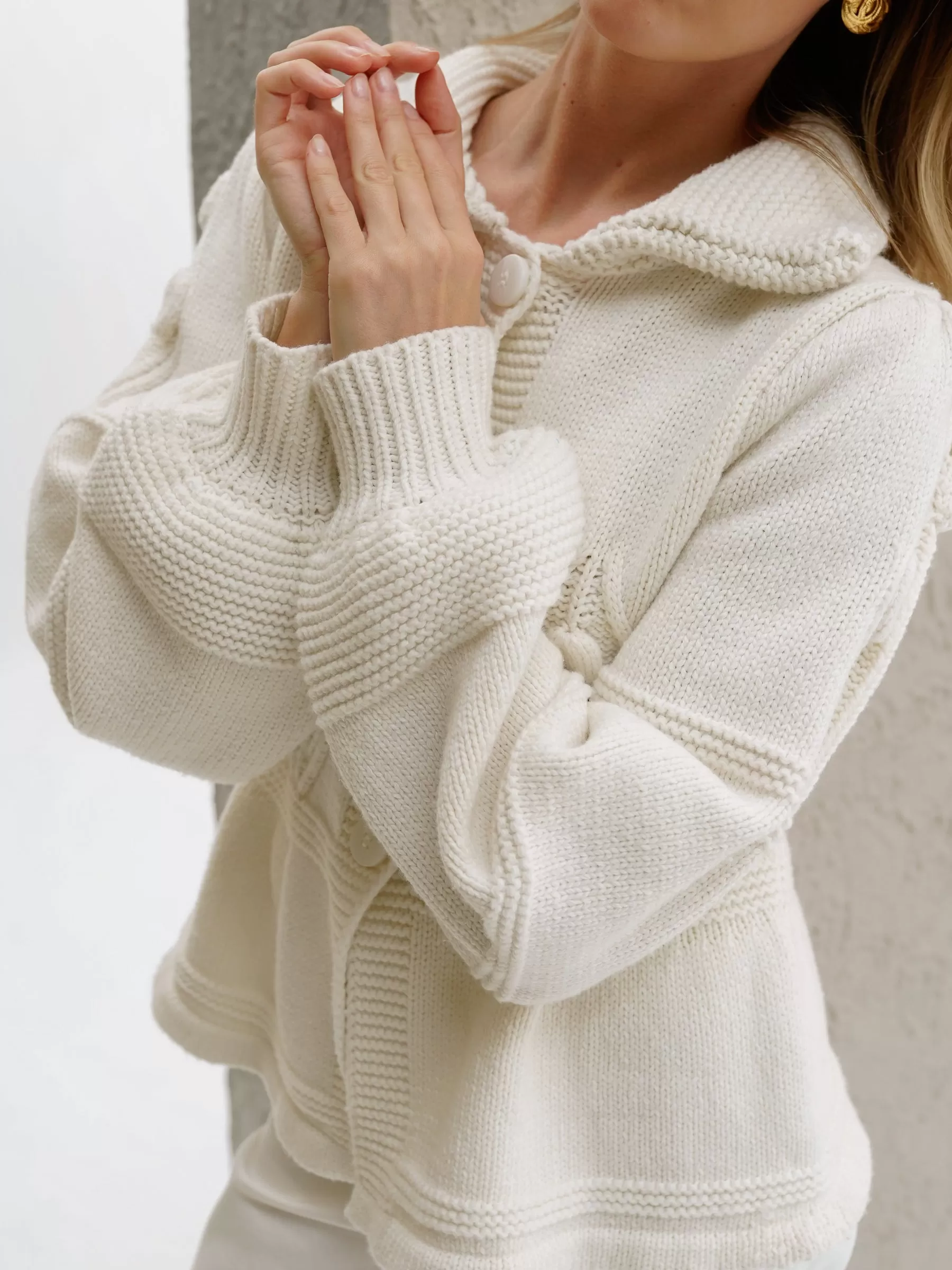 Mona Cotton Applique Cardigan | Ivory Cream